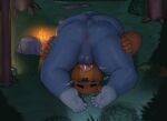  2022 69_position absurd_res animal_crossing anthro anus backsack balls brown_body butt curt_(animal_crossing) detailed_background duo eyes_closed genitals hi_res humanoid_hands male male/male mammal mrkeypoo night nintendo oral outside overweight overweight_male penis plant sex teddy_(animal_crossing) tree ursid video_games 