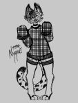  anthro clothing felid feline girly hi_res invalid_tag legwear male mammal maple_(mappes) nyquii nyquii444 plingplong serval sketch solo thigh_highs 