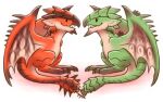 animated canes-cm capcom claws daww duo facial_spikes female feral flying_wyvern green_body green_scales happy head_ridge heart_symbol holidays jaw_spikes male male/female monster_hunter nose_to_nose rath_wyvern rathalos rathian red_body red_scales romantic romantic_couple scales spiked_tail spikes spikes_(anatomy) tail tails_touching valentine&#039;s_day wing_spikes wings