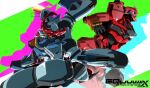  axe ball_and_chain_(weapon) chain copyright_name glowing glowing_eyes gquuuuuux gundam gundam_gquuuuuux heat_hawk holding holding_axe holding_weapon lilya_(lilya_litvak) mecha mecha_focus mobile_suit no_humans purple_eyes red_gundam robot science_fiction short_hair thrusters v-fin weapon 