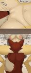 absurd_res akoqev animal_crossing anthro areola black_nose bodily_fluids breasts butt canid canine canis chair clothed clothing cunnilingus dialogue domestic_dog drinking_pussy_juice duo ejaculation english_text female fox fur fur_markings furniture genital_fluids genitals green_clothing green_sweater green_topwear head_between_thighs hi_res isabelle_(animal_crossing) kneeling male male/female mammal markings mostly_nude nintendo nipples no_underwear notched_ear nude nude_anthro nude_male office on_chair onomatopoeia oral orange_body orange_fur pink_areola pubic_mound pussy pussy_ejaculation pussy_juice_on_face pussy_juice_on_head saliva saliva_string sex shirt sitting sitting_on_chair sound_effects spread_legs spreading sweater tail tan_body tan_fur text topwear under_table vaginal vaginal_fluids white_clothing white_shirt white_topwear yellow_body yellow_fur