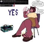 2025 5_toes absurd_res anthro babette_bear_(blarf022) bear blarf022 blarf_(blarf022) briefcase brown_body brown_fur chair dialogue duo fanning fanning_self feet female foot_focus french_text fur furniture hand_fan hi_res humanoid humanoid_feet kinx_(blarf022) loafers male mammal musk oblivious on_chair plantigrade q&amp;a removing_shoes simple_background sitting sitting_on_chair smelly smelly_feet stink_fumes text toes white_background