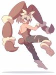  1girl bea_(pokemon) brown_fur bunny_day cosplay grey_eyes grey_hair hair_between_eyes highres kurachi_mizuki lopunny mega_lopunny mega_lopunny_(cosplay) mega_pokemon open_mouth pokemon pokemon_(game) pokemon_swsh short_hair solo 