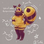  abdominal_bulge anthro arthropod bee belly belly_expansion belly_grab chubby_anthro expansion fur hi_res hymenopteran insect male meli_(tur0_dx) overweight pupils sloshing_belly solo star tur0_dx unusual_pupils vore weight_gain x_pupils yellow_body yellow_fur 