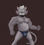  anthro bulge chest_fur clothing colored felid final_space fist fur general_cataloupe hi_res looking_at_viewer male mammal musclegut muscular muscular_anthro muscular_male pecs pose serious_face solo speedo speedo_only swimwear tempus_felis ventrexian 
