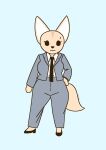  absurd_res aggressive_retsuko canid canine clothed clothing cosplay crossover crossover_cosplay diane_foxington dreamworks fennec fenneko fox fully_clothed grey_clothing hi_res mammal pantsuit piercing sanrio simple_background simple_eyes solo suit suit_and_tie the_bad_guys thick_thighs toonarscontent wide_hips 