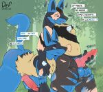  absurd_res animal_genitalia animal_penis anthro balls bent_over black_body black_fur blue_body blue_fur bodily_fluids bottomwear canid canine canine_penis chest_spike clothing dialogue dripping duo ear_growth english_text erection fur fur_growth fused_fingers generation_4_pokemon genital_fluids genitals grass growth hand_spike handjob handjob_from_behind hi_res human human_to_anthro knot lucario male male/male mammal mind_control nintendo nsfw_def outside penile penis plant pok&eacute;mon pok&eacute;mon_(species) precum precum_drip sex shirt shorts snout snout_growth solo species_transformation spikes spikes_(anatomy) text topwear torn_bottomwear torn_clothing torn_shirt torn_shorts torn_topwear transformation transformation_through_sex video_games 
