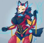  abyssal_wolf anthro blue_body blue_fur bone breasts canid canine canis elvia female fur hair hi_res looking_at_viewer mammal mangakitsune2 mask simple_background solo wolf 