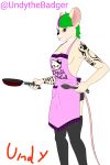  absurd_res anthro apron breasts clothing cooking facial_piercing fan_character female hair half_naked hi_res lily(mouse) lip_piercing mammal mouse murid murine panties piercing rodent side_boob solo tattoo underwear undythebadger 