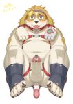  &lt;3 &lt;3_eyes absurd_res anal anthro balls begging begging_pose belly blonde_hair blush bodily_fluids buttplug cai1448331577 canid canine canis collar collar_tag cum domestic_dog erection genital_fluids genitals hair harness hi_res hisaki_(live-a-hero) lifewonders live-a-hero male male_penetrated mammal navel overweight penetration penis plug_(sex_toy) pose sex_toy simple_background tongue tongue_out urethral urethral_penetration video_games white_background 