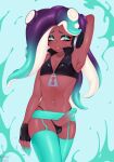  cephalopod clothing crop_top crossgender ftm_crossgender garter_belt garter_straps genitals gomicake hand_behind_head headphones hi_res humanoid legwear male marina_(splatoon) marine mollusk navel navel_piercing nintendo not_furry octarian octoling panties penis piercing pseudo_hair pupils raised_arm shirt solo splatoon tentacle_hair tentacles thigh_highs topwear underwear unusual_pupils video_games 