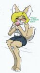  anthro big_breasts blonde_hair blush breasts dessert fan_character female fluffy fluffy_tail food hair hi_res ice_cream nana pace-maker solo thiccthighs 