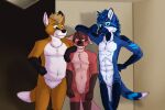  anthro artist_cryptidcave canid canine character_siphran fox group hi_res male male/male mammal maned_wolf mike_(character) red_fox thomas_(character) trio 