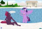  anthro bikini breasts clothing duo equid equine fab3716 female french_text friendship_is_magic genitals hasbro hi_res horn mammal my_little_pony my_little_pony:_the_movie_(2017) nude pussy swimming_pool swimwear tempest_shadow_(mlp) text twilight_sparkle_(mlp) unicorn winged_unicorn wings 