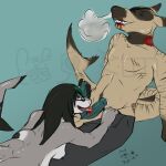  anthro artist_cryptidcave black_tip_reefshark blood bodily_fluids carpet_shark character_lucy character_rodney duo female fish hi_res longtail_carpet_shark male male/female marine requiem_shark shark tiger_shark 