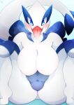  anthro blush breasts featureless_breasts featureless_crotch female generation_2_pokemon hi_res hinata_sakamoto legendary_pok&eacute;mon looking_at_viewer lugia nintendo nude pok&eacute;mon pok&eacute;mon_(species) smile solo tongue video_games 