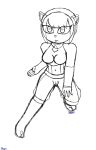  absurd_res action_pose anthro blind breasts clothed clothing female fur hair herpestid hi_res humanoid mammal mongoose ninja_suit pose psymon_the_mongoose shapie_(artist) simple_background sketch smile solo text 