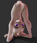  3_toes 3d_(artwork) anthro bent_over breasts butt digital_media_(artwork) disney feet female fingers fur genitals grey_body grey_fur hi_res judy_hopps lagomorph leporid looking_back mammal multicolored_body navel nude open_mouth pink_nose pochemu purple_eyes pussy rabbit rear_view simple_background small_breasts solo toes two_tone_body white_body white_fur zootopia 