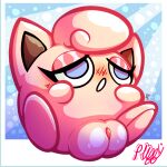  big_pussy blue_eyes blush blush_lines eyelashes generation_1_pokemon genitals jigglypuff nintendo pok&eacute;mon pok&eacute;mon_(species) polaroid puffylover69 pussy smug_face video_games waddling_head 