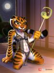  absurd_res anthro bodily_fluids breasts clothed clothing dreamworks felid female genitals hi_res kung_fu_panda lingerie link6432 mammal master_tigress nipples nude pantherine panties pussy smile solo tiger topwear underwear 