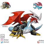  artist_name bangs blue_skin claws colored_skin digimon digimon_(creature) dragon fangs fusion grey_background highres horns imperialdramon instagram_logo instagram_username no_humans open_mouth patreon_logo pokemon pokemon_(creature) red_eyes red_wings salamence simple_background tail teeth twitter_logo twitter_username villiam_boom watermark wings 
