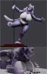  absurd_res ambiguous_gender anthro big_breasts blep breasts clothed clothing dancing duo emojis eyes_closed female grey_background handpaw hi_res in_motion looking_down looking_down_at_another lying macro mamagen micro on_front panties panties_only paws pole pole_dancing simple_background size_difference syko_(mamagen) the_tao_swordsman tongue tongue_out topless underwear underwear_only 