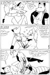  black_and_white canid canine canis clothing comic cybernetics cyborg female fox hi_res humor jackal machine maid_uniform male mammal monochrome robot sex tegerio uniform 