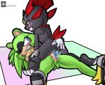  afrosoricid anal anal_fingering anal_penetration anthro anus black_body breasts butt clothing double_penetration double_vaginal duo female female/female fingering footwear footwear_only fours_(artist) generation_4_pokemon genitals green_body hi_res humanoid ice_dildo mammal mostly_nude nintendo penetration pok&eacute;mon pokemon_(species) pussy ring_(jewelry) sex shoes shoes_only surge_the_tenrec tenrec text url vaginal vaginal_penetration video_games weavile 