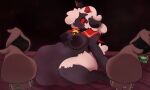  abdominal_bulge anthro areola belly big_areola big_breasts bovid breasts caprine crown cult_of_the_lamb group herm horn intersex mammal moonrick nipples red_eyes sheep side_view sitting video_games vore 