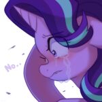  absurd_res bodily_fluids crying ears_down equid equine eyebrows female feral friendship_is_magic hasbro hi_res horn mammal marenlicious my_little_pony pivoted_ears purple_eyes simple_background solo spiral spiral_horn starlight_glimmer_(mlp) tears unicorn white_background wide_eyed 