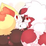  1:1 anthro anus black_body braixen butt duo female female/female generation_6_pokemon generation_7_pokemon genitals hi_res looking_at_viewer lycanroc midnight_lycanroc nakimayo nintendo open_mouth pok&eacute;mon pokemon_(species) pussy raised_tail red_body red_eyes video_games yellow_body 