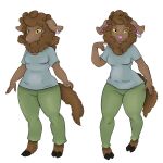  absurd_res anthro bottomwear bovid brown_body brown_fur caprine clothing ear_piercing female foxxxiny90 fur hi_res hooves lilmousybianca mammal pants piercing sheep shirt solo topwear vera_ardyn_(lilmousybianca) yellow_eyes 