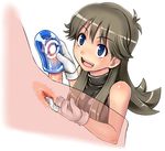  1girl anal_fingering anus artificial_vagina black_dress blue_(pokemon) blue_eyes brown_hair denki_shougun dress fingering gloves hetero long_hair penis pokemon pokemon_special prostate_milking see-through silver_(pokemon) solo_focus x-ray 