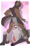 animal_genitalia animal_penis anthro balls balls_on_face big_balls blep blush brown_body brown_fur butt canid canine canine_genitalia canine_penis canis domestic_dog duo erection fluffy fluffy_tail fur genitals german_shepherd grey_body grey_fur herding_dog hi_res knot male male/male mammal pastoral_dog penis procyonid raccoon sinningfox smile tail these_aren&#039;t_my_glasses tongue tongue_out