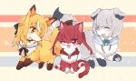 2022 blush brown_body brown_fur canid canine canis collar domestic_cat domestic_dog eyelashes eyes_closed felid feline felis female flare_shiranui fox fur grey_body grey_fur group hololive houshou_marine mammal one_eye_closed open_mouth open_smile red_body red_eyes red_fur shirogane_noel smile tail trio user_wnnm5534 vtuber white_body white_fur yellow_body yellow_eyes yellow_fur