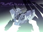  artist_name blue_eyes cable char&#039;s_counterattack choco_(chocolate_shop) commentary_request emblem gundam gundam_gquuuuuux highres mecha mecha_focus mobile_suit no_humans nu_gundam parody partially_colored redesign robot science_fiction sketch style_parody twitter_username v-fin 