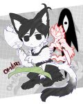 4:5 alternate_species anthro copyright_name domestic_cat felid feline felis flower furrification hi_res kemono knife male mammal mekkyaru omori_(game) omori_(omori) plant solo text tulip_(flower)