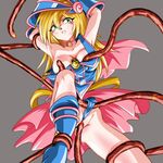  arms_up ashi_ura bad_id bad_pixiv_id blonde_hair blue_footwear boots breasts choker dark_magician_girl duel_monster green_eyes hat large_breasts long_hair pussy_juice rape slime solo tentacles tentacles_under_clothes wedgie wizard_hat yuu-gi-ou yuu-gi-ou_duel_monsters 