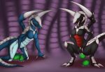 2018 alien anthro arthropod biped black_body blizzard_entertainment blue_body bodily_fluids breasts claws colored colored_pussy_juice countershading crouching duo egg egg_from_pussy erection featureless_breasts female fingers genital_fluids genitals gynomorph herm_(lore) insect intersex kneeling looking_at_viewer non-mammal_breasts nude open_mouth oviposition penis purple_pussy_juice pussy red_body red_eyes scalie smile spread_legs spreading starcraft tail teeth tomek1000 tongue tongue_out unusual_bodily_fluids unusual_genital_fluids unusual_pussy_juice vaginal_fluids zerg zergling
