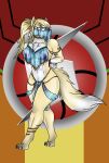alien angry anthro bdsm blonde_hair bondage bound canid canine clothing corsac_fox face_veil female fox fox_samus_aran fur hair harem harem_jewelry harem_outfit hi_res jewelry lovemummification mammal metroid metroid_(species) muscular muscular_female nintendo ponytail rope samus_aran solo translucent translucent_clothing true_fox