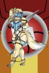 alien angry anthro bdsm blonde_hair bondage bound canid canine clothing corsac_fox duct_tape face_veil female fox fox_samus_aran fur gag gagged hair harem harem_jewelry harem_outfit hi_res jewelry lovemummification mammal metroid metroid_(species) muscular muscular_female nintendo ponytail rope samus_aran solo tape tape_gag translucent translucent_clothing true_fox