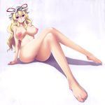  bad_anatomy barefoot blonde_hair breasts crossed_legs curvy error hat highres inverted_nipples kuroino_(kuroyashiro) large_breasts legs lips long_hair nipples nude purple_eyes pussy sitting solo touhou uncensored yakumo_yukari 