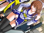  3boys black_legwear black_panties blush brown_hair closed_eyes clothed_masturbation dutch_angle game_cg hand_in_panties kourin_tenshi_en_ciel_rena masturbation multiple_boys multiple_girls panties pantyshot pleated_skirt public public_masturbation pussy_juice saitou_natsuki school_uniform serafuku skirt solo_focus thighhighs train_interior underwear wet wet_clothes wet_panties white_panties 