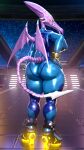  3d_(artwork) absurd_res big_breasts big_butt blender_(software) breasts butt clothing crossgender digital_media_(artwork) dragon female female_focus footwear glowing glowing_eyes hi_res high_heels horn huge_breasts huge_butt latex looking_at_viewer metroid nintendo palisal ridley rubber rubber_clothing rubber_suit space space_pirate spacecraft tail thick_thighs vehicle video_games wings wristband zero_suit 