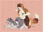  andromorph anthro blush bottle brown_body brown_eyes brown_fur canid canine canis circuit_markings dildo domestic_dog duo from_behind_position fur genitals grey_body grey_fur grin hand_on_butt hearts_around_head hi_res intersex intersex/male kato_(fuegopokato) kinksiyo kneeling kota_(werenutt) lube lube_bottle male mammal markings musclegut orange_body orange_fur penetration penis purple_body purple_eyes purple_fur sex sex_toy slim smile smirk strapon white_body white_fur wolf yellow_penis 