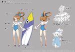  1girl back blue_swimsuit bright_pupils casual_one-piece_swimsuit company_name copyright disgaea disgaea_rpg feathered_wings full_body grey_background hand_on_hip long_hair mini_wings multiple_views non-web_source objectification one-piece_swimsuit photoshop_(medium) prinny red_eyes reference_sheet sandals scrunchie sicily_(disgaea) simple_background smile standing swimsuit text_focus turnaround white_wings wings wrist_scrunchie 