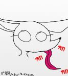  ambiguous_species animal_humanoid anthro colored cute_expression cyrillic_text digital_media_(artwork) female flat_colors hitsujiko_paruku humanoid long_tongue russian_text simple_background simple_coloring simple_eyes simple_face simple_nose sketch solo text tongue what white_background 