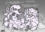  anthro balls black_and_white clothed clothing comic dialogue duo genitals heimerdinger_(lol) hi_res humanoid league_of_legends male male/male monochrome naughtybassard partially_clothed penis riot_games simple_background teemo_(lol) underwear video_games yordle 