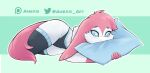  2022 ambris anthro blue_sclera blush clothing eeveelution female generation_6_pokemon hi_res legwear looking_at_viewer lying nintendo panties pillow pokemon pokemon_(species) shy solo sylveon thigh_highs underwear video_games 