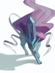  blurry closed_mouth commentary highres looking_down mokuzou_(moku_ssbu) no_humans pokemon pokemon_(creature) red_eyes solo standing suicune symbol-only_commentary twitter_username white_background 
